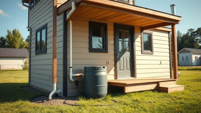 Tiny House Custom Build by Tumbleweed: Compact Rain Barrel Options for Tiny Living